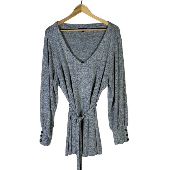 Lane Bryant Tie Waist Knit Sweater Womens 18/20 Gray Stretch Classic - Picture 3 of 9